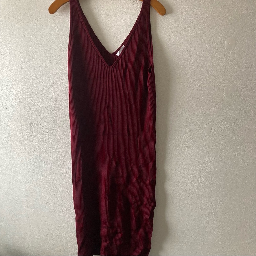 Leith Ribbed Burgundy Maxi Tank Dress
